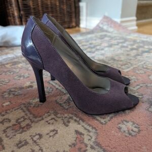 Jessica Purple Suede Peep-Toe Heels